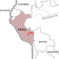 Map of destinations for Spanish courses in Peru