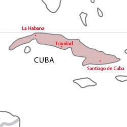 Map of destinations for Spanish courses in Cuba